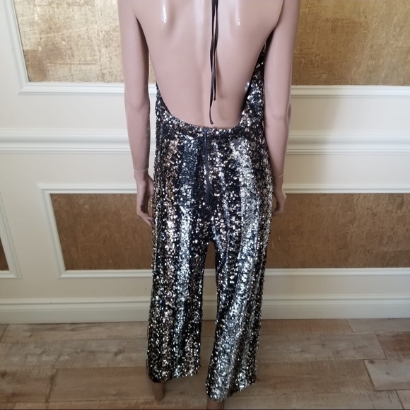 NEW Bartot Disco sequins black halter jumpsuit 8 - Picture 7 of 16